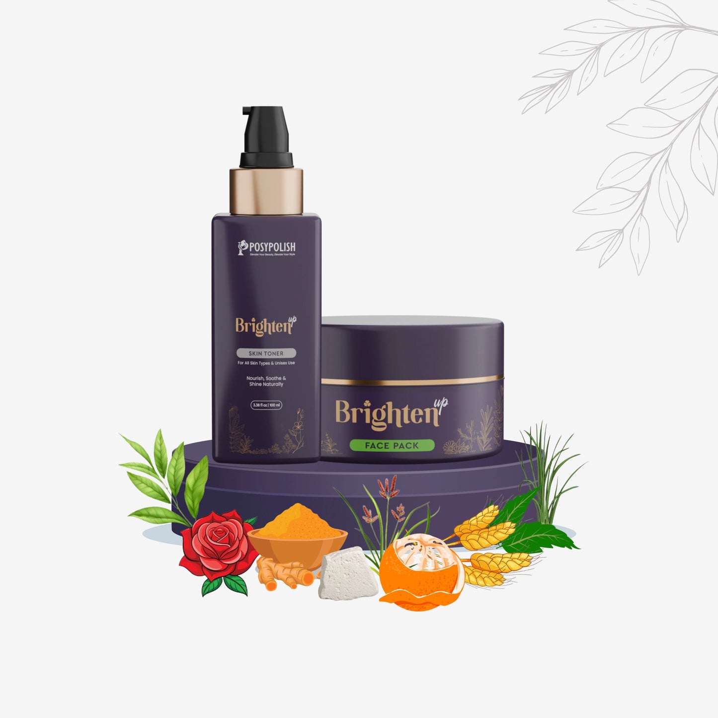 Brighten-Up Face Pack Powder & Skin Toner | Deeply Detoxifies | Refines Texture & Evens Skin Tone