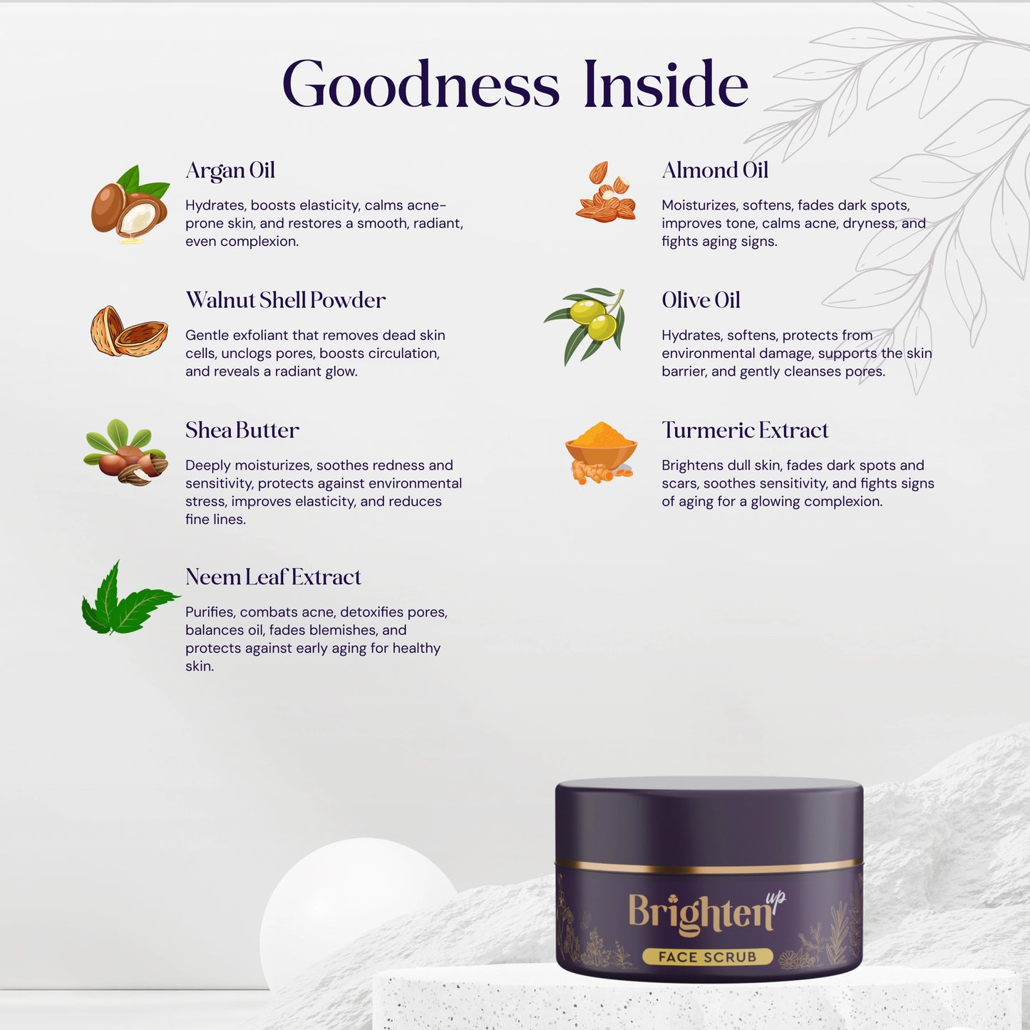Brighten-Up Face Scrub | Unclogs Pores & Smooths Texture | Enhance Skincare Absorption | Fades Dullness